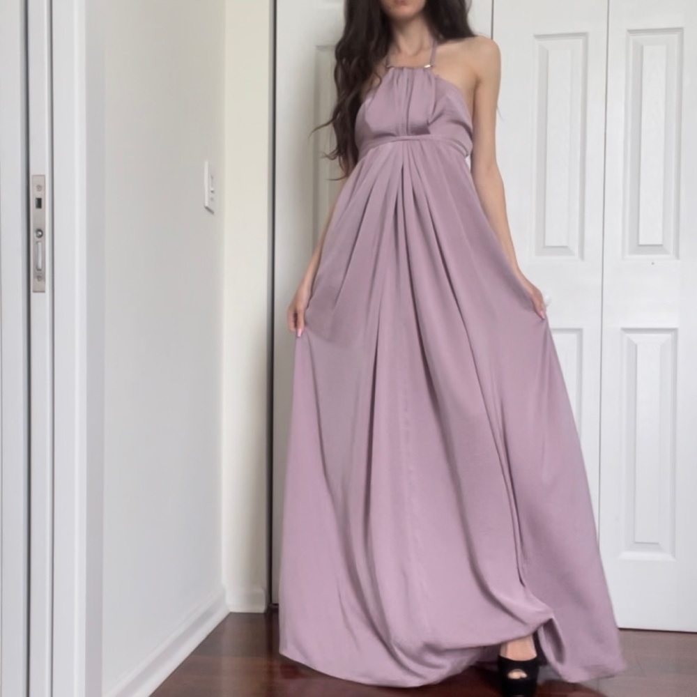KAUFMANFRANCO Maxi Halter Dress in Lilac - Picture 3 of 15